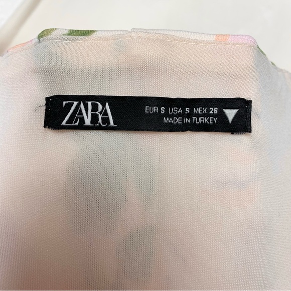 Zara Pastel Floral Corset Strapless Top Sz Small Blogger Favorite Cottage Fairy - Picture 7 of 7